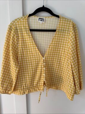 BIMBA Y LOLA Yellow White Print Top Size L